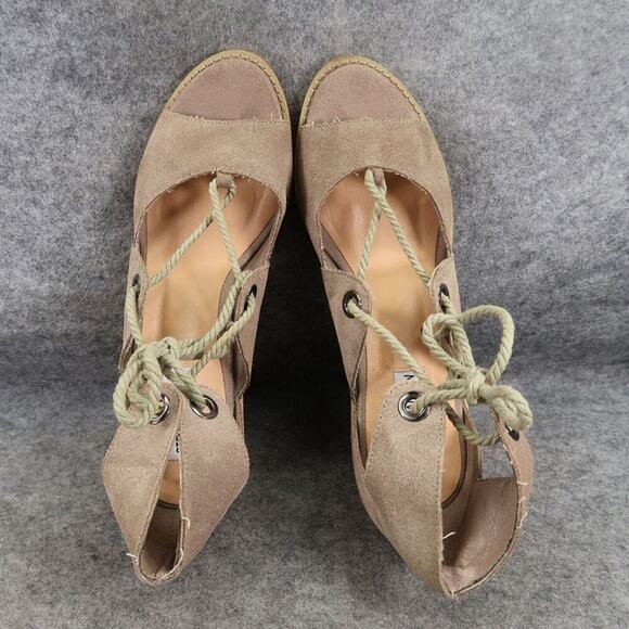 Steve Madden Shoes Womens 9.5 Sandal Block Heel Leather Lace Up Fashion Open Toe - Picture 7 of 14